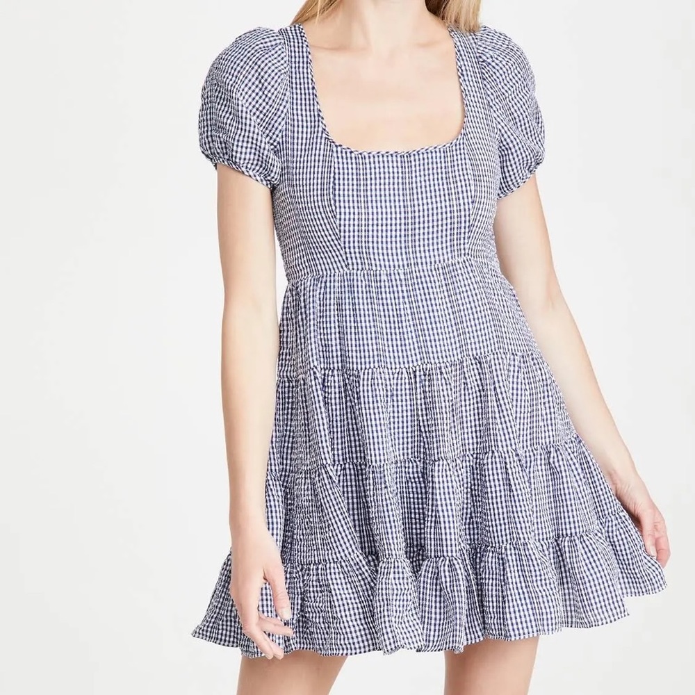 Likely Chloe mini dress in navy and white gingham